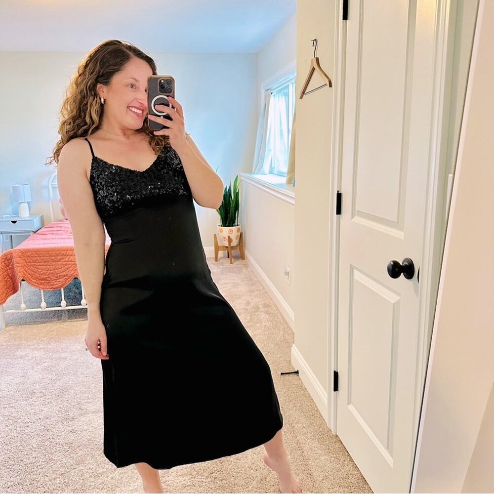 NWT Revolve House of Harlow Black Sequin Strappy Maxi Dress Medium